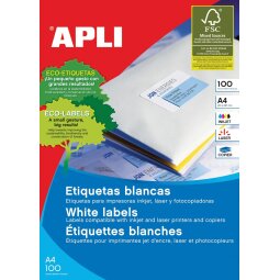 Apli étiquettes blanches ft 70 x 37 mm (l x h), 2.400 pièces, 24 par feuille (1273)