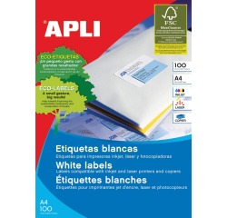 Apli Witte etiketten ft 99,1 x 38,1 mm (b x h), 1.400 stuks, 14 per blad (2419)