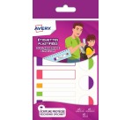 Avery Family laminierte Etiketten, anheftbarer Beutel mit 24 Etiketten, Neonformate und -farben