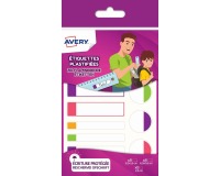 Avery Family gelamineerde etiketten, etui met 24 etiketten, geassorteerde formaten en fluo kleuren