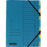 Class'ex sorteermap A-Z en 1-12, blauw met 12 tabs in geassorteerde kleuren