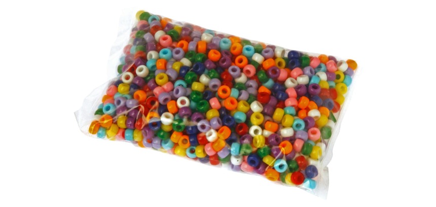 Bouhon beads, round, plastic, 1000 pieces, assorted
