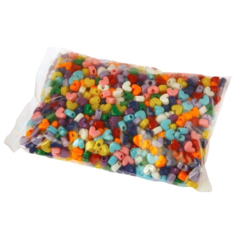 Bouhon perles, coeur, plastique, 1000 pièces, assorti