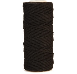 Bouhon cordon coton macramé 200 g , ca.130 m, épaisseur: 2 mm, noir