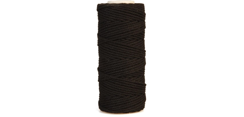 Bouhon cotton macrame cord 200 g, approx. 130 m, thickness: 2 mm, black