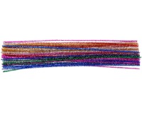 Bouhon glitter chenilledraad 50 cm x 6 mm, pak van 50 stuks, assorti