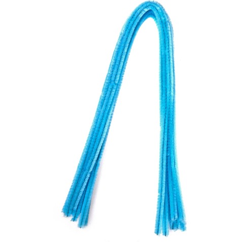 Bouhon ficelle chenille 50 cm x 8 mm, paquet de 10 pièces, bleu clair