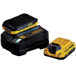 Stanley FatMax startpakket: 2A lader + 2 x accu 18V 2.0AH lithium-ion