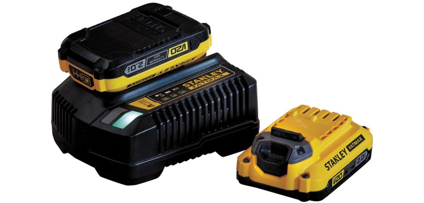 Stanley FatMax Starterpaket: 2A Ladegerät + 2 x 18V 2.0AH Lithium-Ionen-Akku