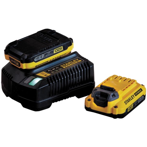 Stanley FatMax paquet de démarrage: chargeur 2A + 2 x batterie 18V 2.0AH lithium-ion