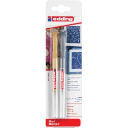 Edding roller à encre gel 2185 or et argent, blister de 2 pièces