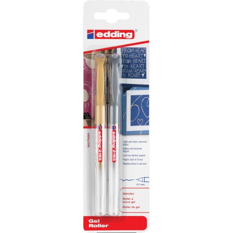 Edding roller à encre gel 2185 or et argent, blister de 2 pièces