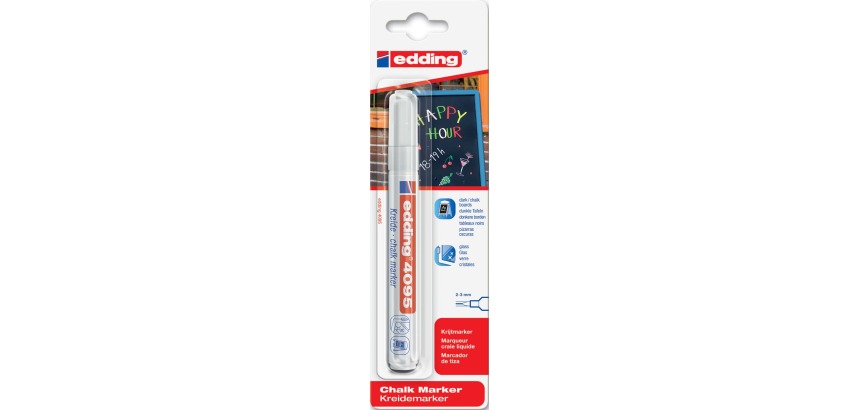 Krijtstift edding 4095 rond 2-3mm wit blister à 1 stuk
