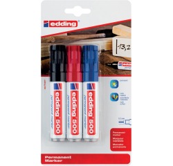 Marqueur edding 500 biseau 2-7mm noir blister 3 pièces