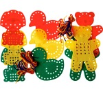 Bouhon animaux à enfiler, 9 pièces + 6 lacets de 70 cm