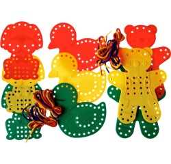 Bouhon animaux à enfiler, 9 pièces + 6 lacets de 70 cm