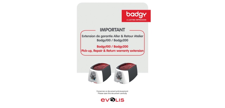 Badgy extension de garantie pour imprimantes Badgy, 1 an