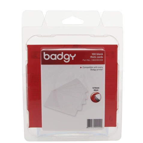 100 cartes blanches vierges, 0,76mm, pour Badgy100 et Badgy200