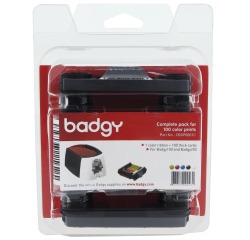 Pakket van 1 x kleurenlint en 100 blanco kaarten van 0,76 mm voor Badgy100 of Badgy200