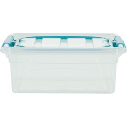 Whitefurze Carry Box boîte de rangement 5 litres, transparent avec poignées bleu