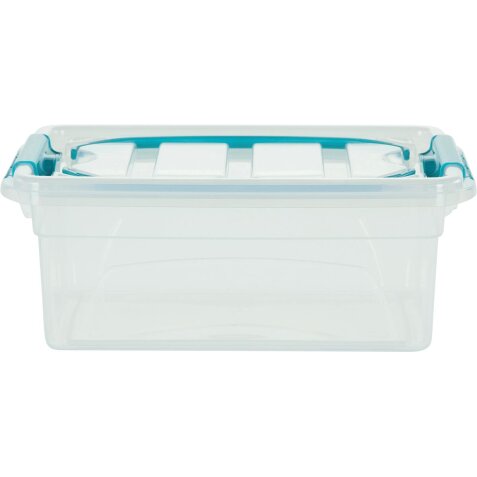 Whitefurze Carry Box boîte de rangement 5 litres, transparent avec poignées bleu