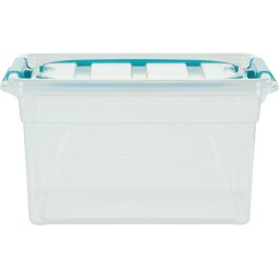 Whitefurze Carry Box boîte de rangement 7 litres, transparent avec poignées bleu