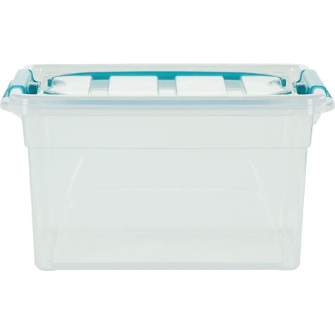 Whitefurze Carry Box boîte de rangement 7 litres, transparent avec poignées bleu