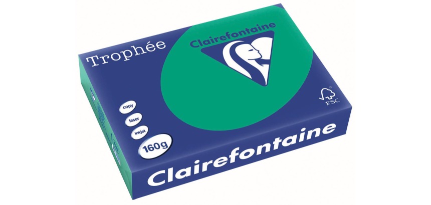 Clairefontaine Trophée Intens, colored paper, A4, 160 g, 250 sheets, fir green