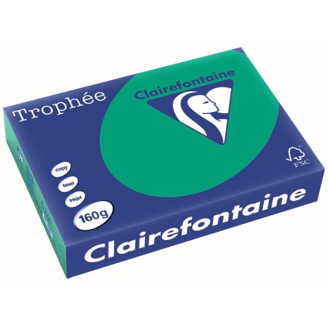 Clairefontaine Trophée Intens, papier couleur, A4, 160 g, 250 feuilles, vert sapin