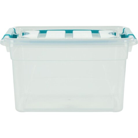 Whitefurze Carry Box boîte de rangement 13 litres, transparent avec poignées bleu