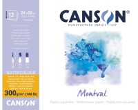 Montval aquarelpapier, wit met fijne korrel 300 g/m², ft 24 x 32 cm, blok met 12 vellen