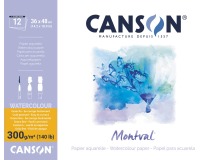 Montval papier aquarelle, blanc avec grain fin 300 g/m², ft 36 x 48 cm, bloc de 12 feuilles