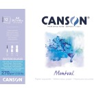 Montval watercolor paper, white with rough texture, 270 g/m², A3 sheet, pad of 12 sheets