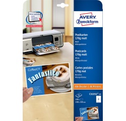 Avery cartes postales, 170 g/m², 4 par feuille, 100 pièces