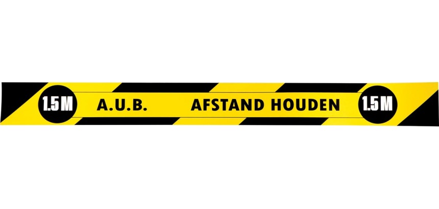 Gallery autocollant, Tenez 1,5 mètres de distance, ft 80 x 8 cm, jaune/noir