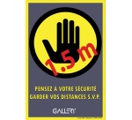 Gallery autocollant, avertissement: gardez 1,5 mètres de distance, ft A5, français