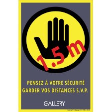 Gallery autocollant, avertissement: gardez 1,5 mètres de distance, ft A5, français