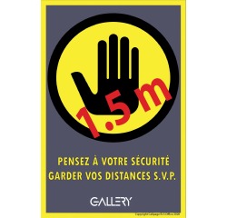 Gallery autocollant, avertissement: gardez 1,5 mètres de distance, ft A5, français