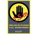 Gallery autocollant, avertissement: gardez 1,5 mètres de distance, ft A5, néerlandais