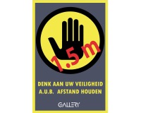 Gallery autocollant, avertissement: gardez 1,5 mètres de distance, ft A5, néerlandais