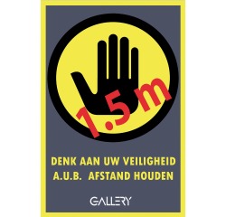 Gallery autocollant, avertissement: gardez 1,5 mètres de distance, ft A5, néerlandais