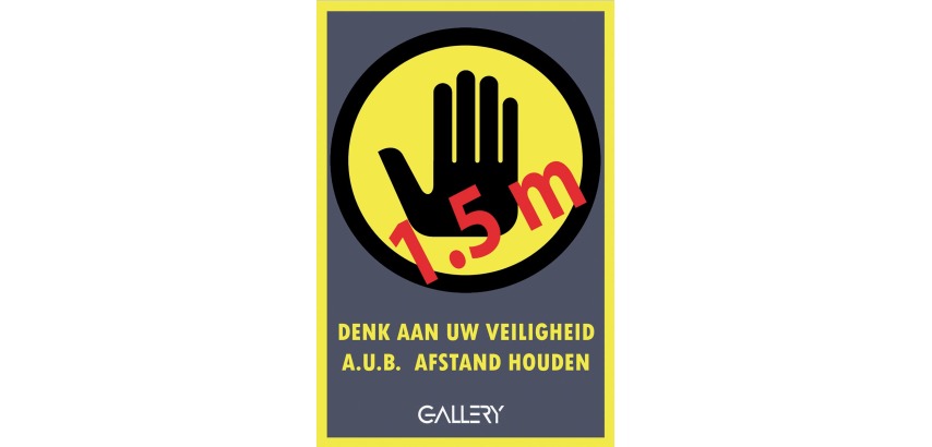 Gallery autocollant, avertissement: gardez 1,5 mètres de distance, ft A5, néerlandais