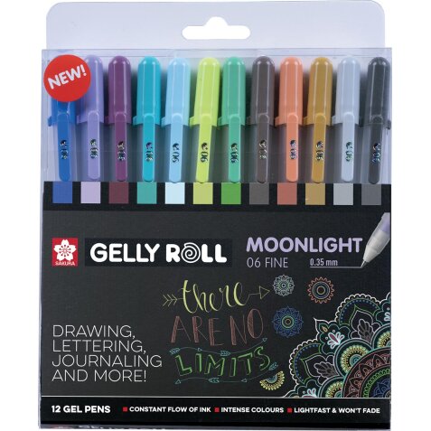 Sakura roller Gelly Roll Moonlight, étui de 12 pièces en couleurs assorties