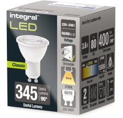 Integral LED Spotlight GU10 2700K warm white 3.6W 400 lumens