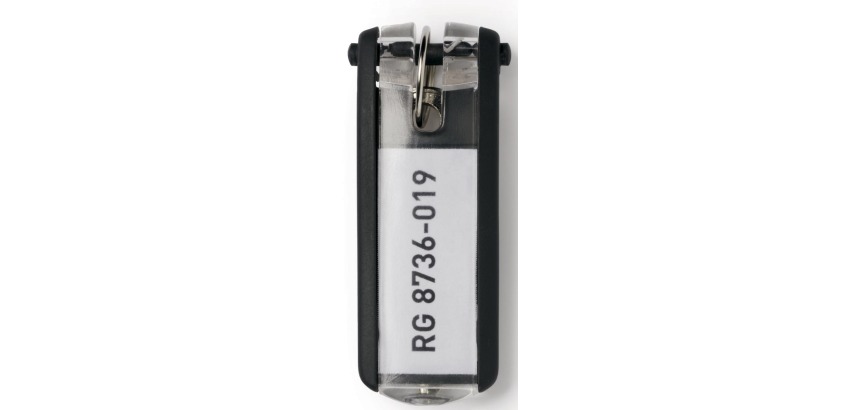 Robuster Schlüsselanhänger Key Clip, schwarz, Packung mit 6 Stück