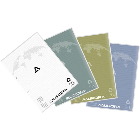 Aurora bloc de cours A4 70g quadrillé 5x5 avec marge, 100 feuilles