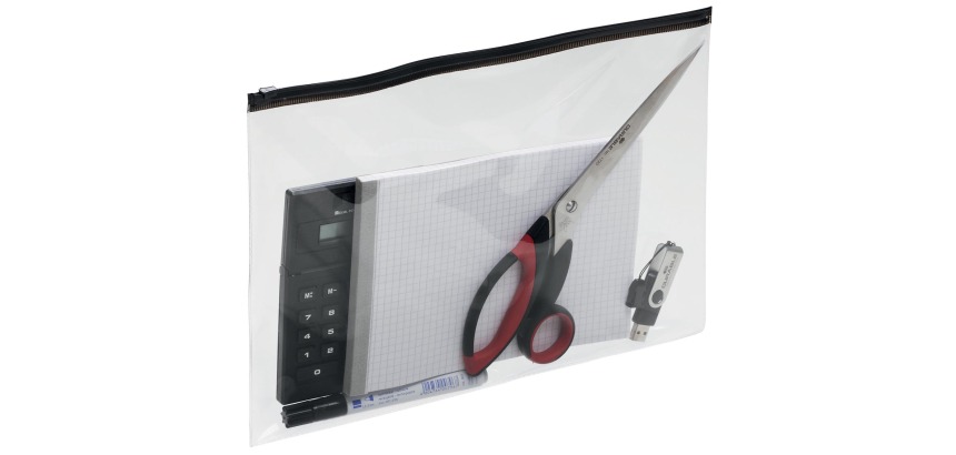 Haltbare Dokumententasche Zip-Beutel für Format A4, Paket mit 5 Stück