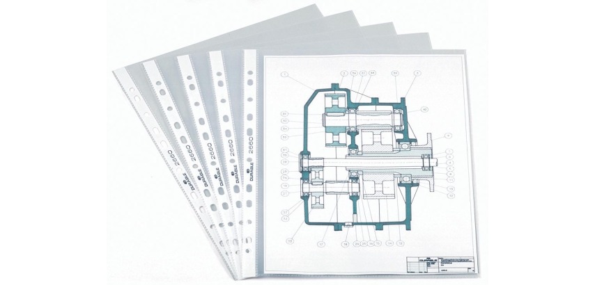 Durable punched pocket, A4 size, 60 micron, 11-hole perforation