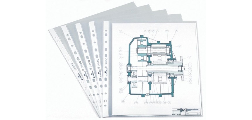 Durable pochette peforée, ft A4, 60 micron, perforation 11 trous