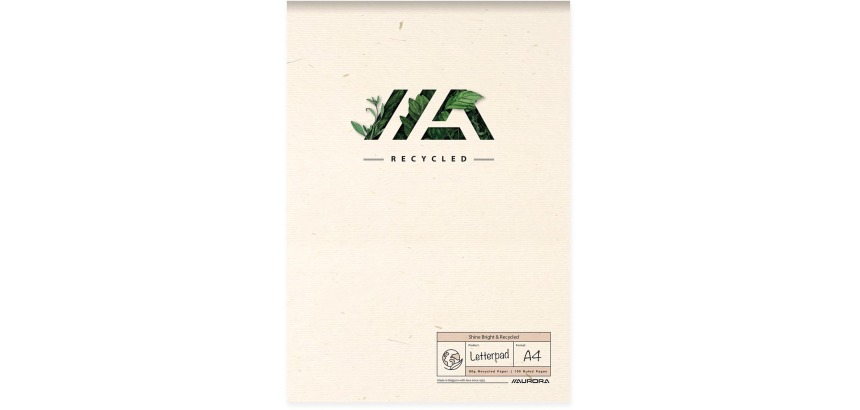 Aurora Shine Bright & Recycled A4 Notepad 50 sheets lined 80g